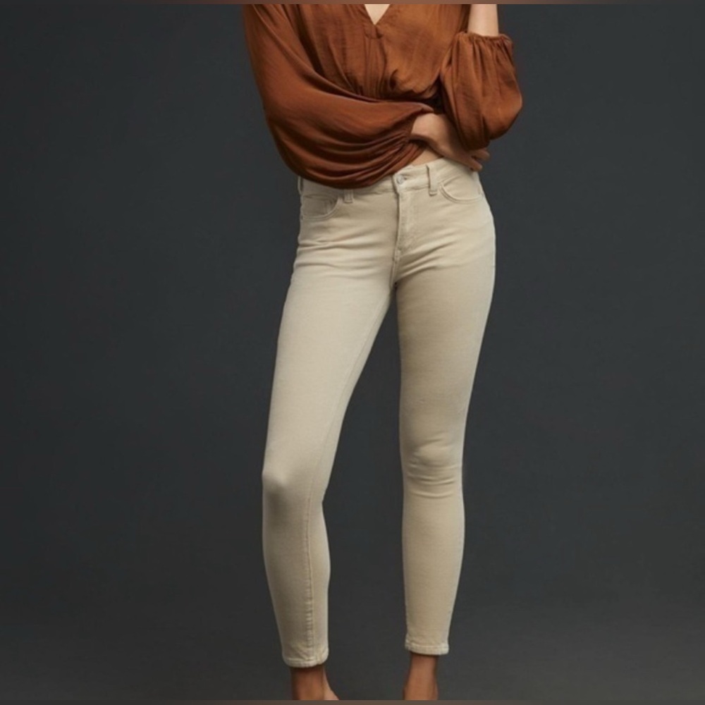 Anthropologie Pilcro and the Letterpress High-Rise Skinny Corduroy Cream Jeans